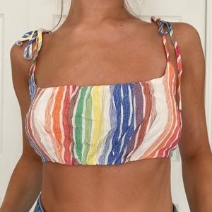 INTHEBEGINNING LOS ANGELES Colorful Striped Bralette Top